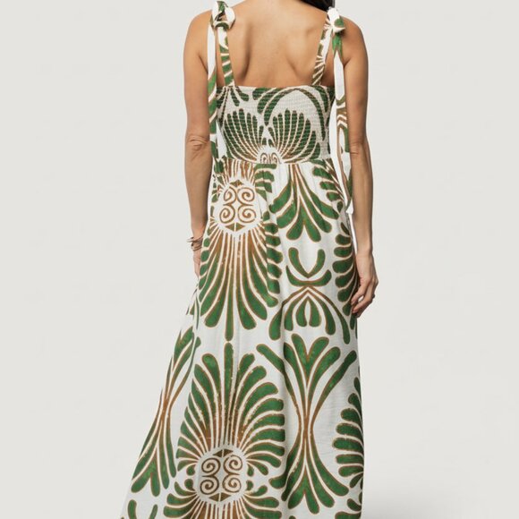 Baltic Born Camila Maxi Dress | Ivory + Green Print Size Large - Picture 4 of 5
